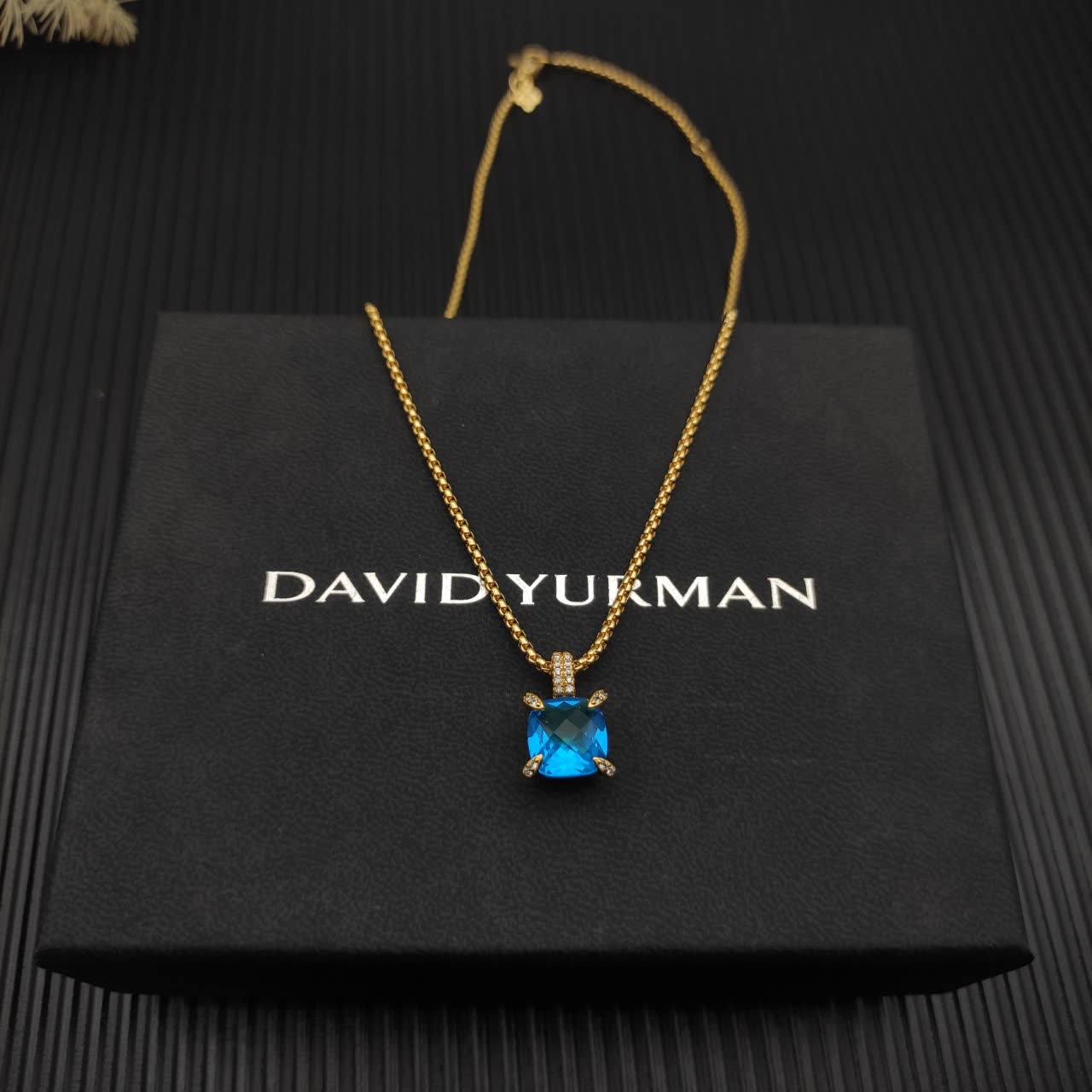 David Yurman Blue Topaz Cable Collectibles Pendant Necklace
